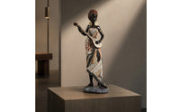 Figurine with Musical Instrument Slender Woman Statue Artistic for Entryway
