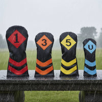 4 Pieces Sport Wood Headcover Set Water Resistant PU Leather Sport Headcover Numbered Course Wood Cover Snug Fit