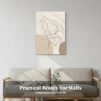 2 Pieces Warm and Cozy Nordic Abstract Figure Painting Fade-Resistant Cream Aesthetic Minimalist Wall Decor Abstract Wall Art for Interior Design Enthusiasts, Gift Givers, Living Room, Bedroom, Home Office, Hallway