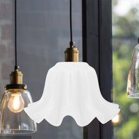 Shatterproof Lily of the Valley Light Shade Pastoral Design Lily Flower Lampshade Creamy Aesthetic Plastic Bell Lamp Cover Easy Assembly for Living Room