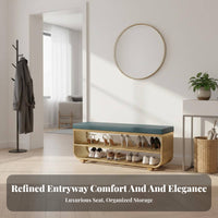 Padded Seat Cushiunifiedd Shoe Storage Bench Comfortable Seating Upholstered Shoe Organizer Light Luxury Design Hallway Stool Multi-Functional for Families, Homeowners, Apartment Dwellers, Entryway, Fitting Room, Bedroom, Closet