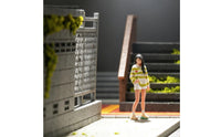 1/64 Striped long-sleeved girl Tiny Standing Figurine Decorative Toy for Hobbyists, Diorama