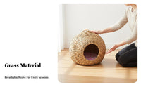 Woven Feline Cave All-Season Use Pet House Handwoven Pet Bed for Small Dog Owners, Indoor, Living Room, Bedroom