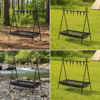 Camping Hanging Rack Aluminum Alloy Outdoor Storage Rack Space-Saving Camping Organizer for Camping, Backpackers, Picnics