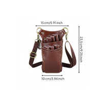 Large Capacity 6 Slot Barber Pouch Long-Lasting Leather Scissors Bag Retro Hardware Buckle Hair Stylist Waist Bag for Barbers, Pet Groomers, Salon, Barbershop