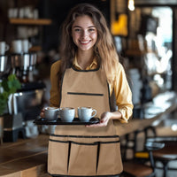 Multi-Pocket Canvas Apron with Pockets Water-Resistant Tool Apron with Pockets Long-Lasting Reinforced Stitching for Gardeners, Woodworkers, Gardening