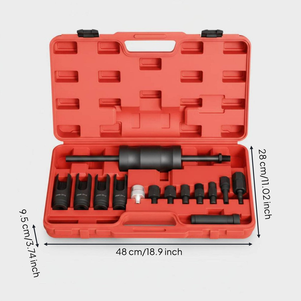 14 Pieces Combustion Part Removal Tool Multiple Adapters Common Rail Combustion Part Slide Steel Construction for Mechanics