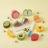 Wooden Cutting Toy Hands-on Pretend Slicing Set Realistic Wooden Food Playset