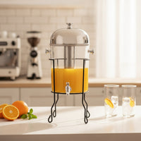 Transparent Drink Dispenser with Stand Stainless Steel Drink Dispenser with Lid Detachable Buffet-Style for Caterers, Hosts, Buffets, Parties, Restaurants, Weddings