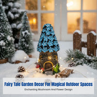 Resin Mushroom House Sculpture, Fairy Tale Garden Ornament, Christmas Lawn Decoration, Durable Resin, Outdoor Accent