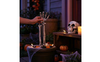 3 Pieces Outdoor Skeleton Arm Bones with Skull Graveyard-Style Skeleton Arms with Skull Spooky Weathered