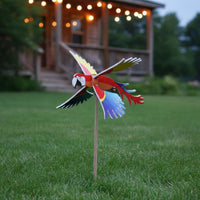 Parrot Wind Pastoral Theme Colorful Parrot Whirligig Pivoting for Balcony