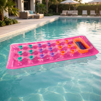 Transparent Inflatable Mattress with Cup Holders Supportive Pool Mattress with Cup Holders Spacious Floating Bed Cooling for Adults, Lake, Beach