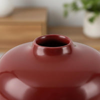 Red Ceramic Vase Rounded Red Decorative Vase Modern Design
