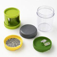 3-in-1 Julienne Slicer, Kitchen Utensil with Stainless Steel Blades, Green Vegetable Cutter for Zoodles, 15.6x8.1x8.1cm with Container