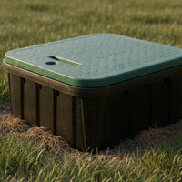 Easy Installation Solenoid Valve Protection Box Long-Lasting PE Plastic Underground Sprinkler Valve Box Wear-Resistant Green Lid Blends with Grass for Landscapers, Gardeners, Garden, Yard