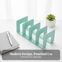 Transparent Design Bookend with Pen Holder Space-Saving Multi-Functional Bookend Minimalist and design Book Stand Large Capacity for Students, educators, Desk, Study Room