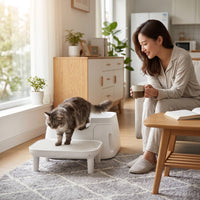Smart Litter Box Anti-Splash Self-Cleaning Litter Box Pet Supply Enclosed Large Capacity for Cats, Indoor