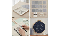 Hand-Stitching Sashiko Embroidery Template Kit Reusable Sashiko Starter Kit with Stencils Geometric Finger Cots with Thimble Allall-Inclusive for Crafters, Beginners, Diy Crafts, Mending Projects