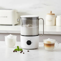 Electric Milk Frother White Base Milk Frother Compact Storage Beverage Mixer
