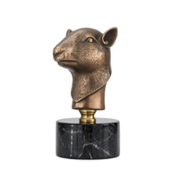 Animal Bust Bronze-Toned Tabletop Sculpture Realistic Tabletop Decoration for Home Stylists, Bookshelf