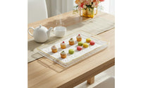 Light Luxury Design Decorative Food Platter Multi-Purpose Serving Tray with Handles Easy to Clean Rectangular Serving Tray Long-Lasting for Living Room, Coffee Table, Kitchen, Bathroom