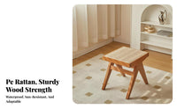 sturdy Wood Frame V-Leg Woven rear Chair mid-centuryera Modern aesthetic Padded Single-Seater Japanese Inspired Design Dining Seat Easy Assembly for Guesthouse Owners, Interior Designers, Bedroom, Living Room, perusing alcove, Reception Area