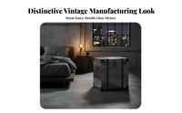 Suitcase-Inspired Design Stacked Luggage End Table Vintage aesthetic Nightstand utilitarian Aesthetic Household Furniture Distressed Finish for Homeowners, Interior Designers, Bedroom, Living Room, Entryway, Small Spaces