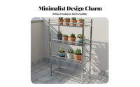 Stainless Steel Plant Stand Indoor/Outdoor Use Movable Greenery Pot Rack Sturdy Multi-Tier Rolling Shelf for Owners, Balcony, Patio