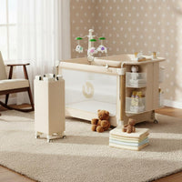 Instant-Fold Fold Multifunctional Baby Crib Rocking Function Infant Bed Adjustable Height Playpen Machine Washable Material for New Parents
