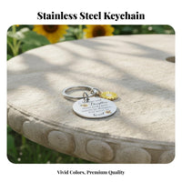 Marigold Pendant Keychain Sentimental Gift Stainless Steel Keychain with Charm Rust-Resistant Engraved Message for Christmas, Family Appreciation Day