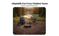 Quick Setup Collapsible Moon Chair No Assembly Required Folding Camp Chair High Weight Capacity Portable Seat Stable Frame for Picnickers, Backpackers, Fishing, Picnics, Backyard, Music Festivals