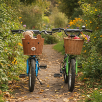 Kids' Woven Bicycle Basket - Retro Style Front Handlebar Storage for Balance Bikes & Scooters