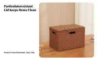 Storage Bin with Lid Multi-Functional Woven Basket with Lid Large Capacity