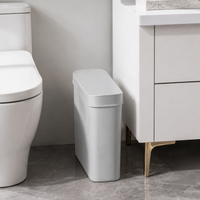 Lidded Trash Can 45L, Push-button Type, Slim Design, Plastic, Odor-proof, White