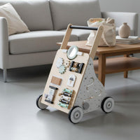 Wooden Activity Cart Sensory Development Multifunctional Infant Push and Pull Toy for Young Children, Infants