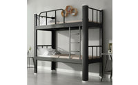 Bunk Bed Frame with Ladder Matte Black Metal Bunk Bed Space-Saving Furniture for Students, Kids, Dormitory, Shared Bedroom, Hostel
