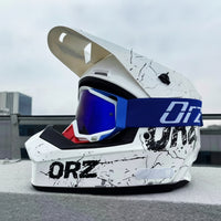 Off-Highway Dirt Bike Helmet with Goggles Graphic Full-Face Helmet with Visor Comfortable Sturdy for Riders, Motocross, Downhill Riding, Karting