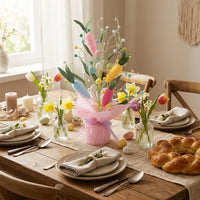 Easter Egg Decorations Floral Pick Spring Theme Artificial Egg Bouquet Pick Colorful Festive Decorative Easter Branch for Crafters, Interior Stylists