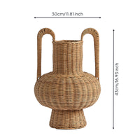 Wicker Vase Rustic Woven Vase with Handles Boho Basket for Dried Flowers, Home Decor