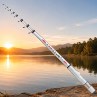 Telescopic Carbon Fiber Fishing Rod, Hard Action Sea Fishing Rod, Portable Fishing Pole for Rock Fishing, Silver/Black/Red