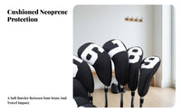 10 Pieces Thick Golf Iron Head Covers | Printed Number Markings, pull-on tailored Sleeve, for Practice Rounds