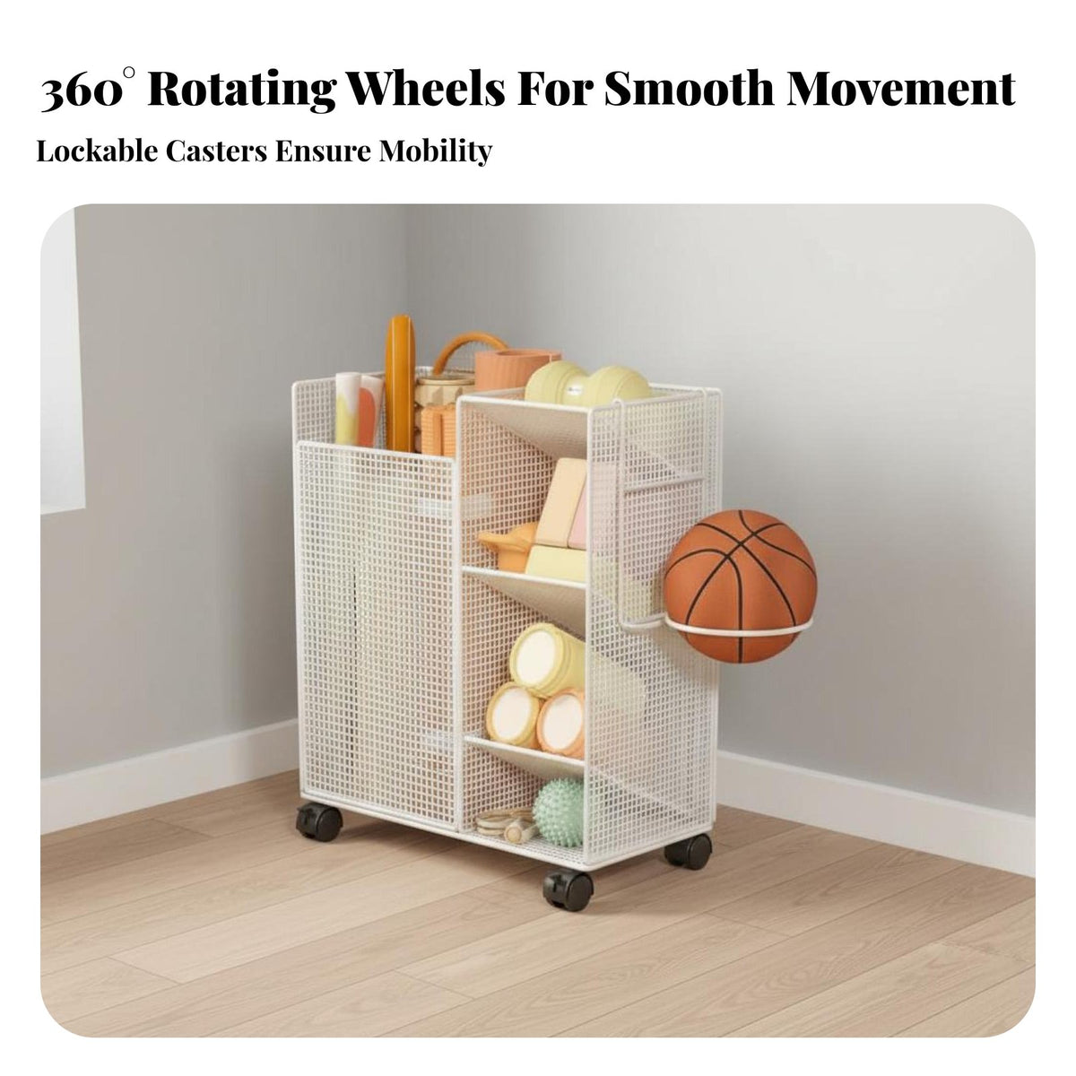 Exercise Mat Storage Rack Versatile Athletic Gear Holder Mobile Casters Exercise Mat Holder for Garage