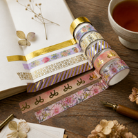 Washi Tape Set with Gold Foil, Fresh Floral and Bow Patterns