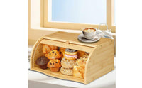 Bamboo Bread Box Large Capacity Roll Top Bin for Pantry