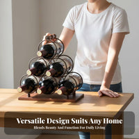 Stylish Design Freestanding Wine Stand Artistic Display Countertop Wine Holder Sturdy Construction Bar Accessory Space Saving for Homeowners, Gift Givers, Adults, Living Room, Tabletop, Kitchen, Pantry