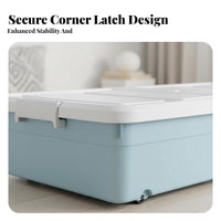 Flat Wheeled Bin with Lid Low height Design Under-Bed Organizer Large Capacity
