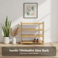 Simple Design Bamboo Shoe Rack Space-Saving Multi-Tier Shoe Shelf Multifunctional Freestanding Storage Rack Sturdy Construction for Students, Homeowners, Hallway, Living Room, Bedroom, Balcony