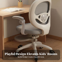 Padded Seat Cushion children's Posture Chair Breathable Mesh Back Ergonomic Kids Chair Weight-Activated Self-Locking Wheels Flip-up Armrests for Students, Teenagers, School, Home, Dormitory, Bedroom