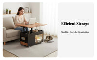 Rolling elevatingTop End Table with Pet Condo Space-Saving Indoor feline House